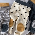 Beige gepunktete und gestreifte Baby-Leggings für Mädchen mit süßen Knieflicken - 120cm / Beiger Punkt