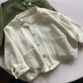 Kids batwing sleeve jackets in beige and olive green with snap buttons and large pockets - 80cm / Apricot