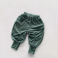 Detailed view of sage green breathable cotton joggers with elastic waist for toddlers - 80 / Lake Blue