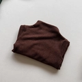 Detail of dark brown thermal knit sweater showing soft plush texture and mock neck collar - Dark Brown / 80cm