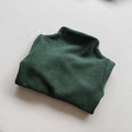 Detailed texture of dark green mock neck knit sweater for kids on grey fabric - Dark Green / 80cm