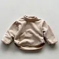 Haut thermique en polaire pour enfants avec col montant doux et design épuré beige - Khaki / 80cm