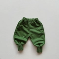 Detalle del pantalón de chándal infantil verde oscuro con cintura elástica y puños - 80cm / Verde