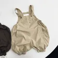 Detalle de petos de algodón para niños con tirantes ajustables y puños elásticos - 80cm / Caqui