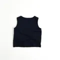 Detalle de camiseta sin mangas negra para niños en algodón con textura de canalé fina - 80cm / Negro