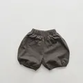 Detailed view of kids cotton bloomers featuring elastic waistband and charcoal texture - 80cm / Dark Gray
