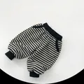 Toddler striped fleece pants with ribbed cuffs and pockets for winter warmth - 80cm / Black Stripe