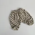 Pantalon décontracté en coton pour enfants avec motif à rayures ondulées marron et noir - Abricot / 80cm