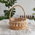 Detail of woven flower basket with cream tassels, 25cm high including handle - Princess Basket Large Diameter 20cm / Tassel Round Style