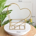 Cesto di fiori geometrico in metallo dorato a forma di cuore, 34x36x12 cm - Cuore Grande Oro