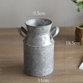 Vintage Blumenvasen-Eimer aus verzinktem Stahl mit Griffen und Größenabmessungen - Galvanisiertes Silber