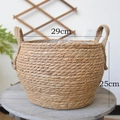 Panier en paille tressée avec poignées en corde et diamètre 29cm pour plantes - Style A Grand