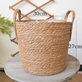 Cesto in alghe marine intrecciato a mano con manici e fodera interna, 30 cm - Stile B Medio