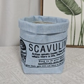 Sac de rangement en tissu bleu clair lavable avec imprimé vintage pour décor nordique - Bleu