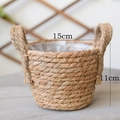 Cesto per piante intrecciato a mano con fodera in plastica e manici, 15x11 cm - Stile C Piccolo