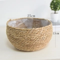 Handwoven straw flower pot basket with waterproof lining for home plants, size 25x13 cm - Style H Large
