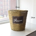 Panier cache-pot tressé à la main en jonc de mer avec étiquette Flowers, taille 26x24 cm - Grand Cône Inversé