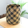 Handwoven natural seagrass storage basket with black diamond pattern, 17x25cm size - Diamond Pattern Large
