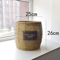 Handwoven straw flowerpot with Vivian Home label, diameter 25cm and height 26cm - Large Drum Shape