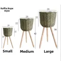 Confronto dettagliato delle dimensioni per portapiante in vimini in tre altezze diverse - Raffia Verde Piccolo Medio Grande
