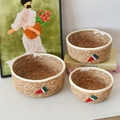 Dreiteiliges Set geflochtene Aufbewahrungskörbe aus Seegras mit weißem Rand und Melone - Klein (18x8.5cm) / Weiße Kante - Wassermelone