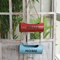Rustic 2-tier metal wall planter with red and blue pots and hanging jute rope décor - Red & Blue (Small)