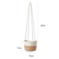 Detailed view of woven hanging plant basket with dimensions 60cm length and 13cm height - Off-White Patchwork (Off-White 14cm) / 14cm