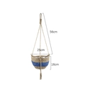 Hanging seagrass planter with blue band for outdoor indoor plants, 25cm diameter - Blue Single Layer