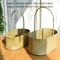Handwoven seagrass baskets with handles for storage and decoration in two sizes - Oval Style (Large and Small)