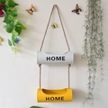 Hanging 2-tier white and yellow wall metal planters with HOME text and jute rope - Yellow & White (Large)