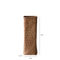 Dark brown woven rectangle straw flower vase with 30cm height and square base - Khaki 30cm Height