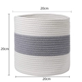 Dettaglio del cesto per piante in corda di cotone con dimensioni di 20cm di altezza - Cesto Portaoggetti Bianco E Grigio