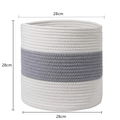 Cesto portaoggetti moderno in corda di cotone a righe grigie, dimensioni 28x28 cm - Cesto Portaoggetti Bianco E Grigio