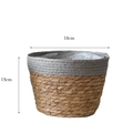 Cache-pot tressé bicolore gris et naturel avec doublure plastique, 18x15cm - Petit 18cm / Patchwork Gris