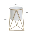 Maceta moderna blanca para suculentas con soporte metálico dorado, decoración nórdica - Maceta Blanca Con Soporte de Triángulo Dorado (Grande) / Grande