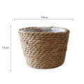 Panier de fleurs cylindrique en jonc de mer tressé avec doublure étanche, 18 cm - Petit 18cm / Couleur bois naturel