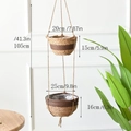 2-tier hanging seagrass planter in natural and brown tones, 105cm total length - Dark Coffee Double Layer Hanging Basket