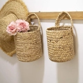 Handwoven seagrass hanging storage basket for garden plants and home organization - Seagrass Woven Hanging Basket Set / Two-Piece Set