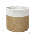 Moderne tweekleurige geweven katoenen touw opbergmand in de afmeting 20 cm x 20 cm - Wit + Geel / 20cm Diameter