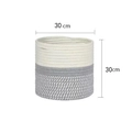 Gevlochten katoenen touwmand van 30x30cm met wit en grijs contraststiksel - Wit+Grijs / 30cm Diameter
