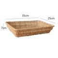 Rectangular woven rattan storage tray in natural wood color, dimensions 35x25x7cm - 35x25x7cm