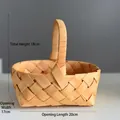 Vue détaillée des dimensions du grand panier cadeau en bois tressé avec poignée fixe - Grand