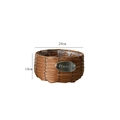 Brown woven plastic flower basket with waterproof liner and Flowers metal label, 24cm diameter - Khaki Large (No Legs)