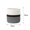 30x30cm cotton rope woven storage basket with black and white two-tone design - 30cm / White Black Mix