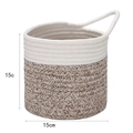 Handgeweven katoen-linnen hangmand in wit en bruin tweekleurig design van 15x15 cm - 15x15cm (Hanging Basket) / White & Brown