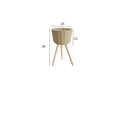 Cesto fioriera in rattan intrecciato con treppiede in legno, misura 26x34cm stile naturale - Raffia Beige Piccolo