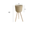 Portapiante intrecciato medio con gambe in legno, 26cm sopra, 22cm prof, 42cm altezza - Raffia Beige Medio