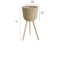 Portapiante in rattan intrecciato con gambe in legno dimensioni 54x26cm per interni - Raffia Beige Grande