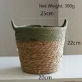 Cesto bicolore in erba marina con manici, dimensioni 25x22x20cm, peso netto 300g - Verde Piccolo (25x22cm)