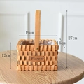 Handwoven rectangular wooden flower basket with leather tag and waterproof lining - Rectangular Shape
